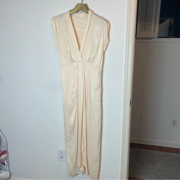 ANTHROPOLOGIE Ivory Twist Front Hi Lo Midi Dress Gown \ 4 -  threedaughtersproperties.com